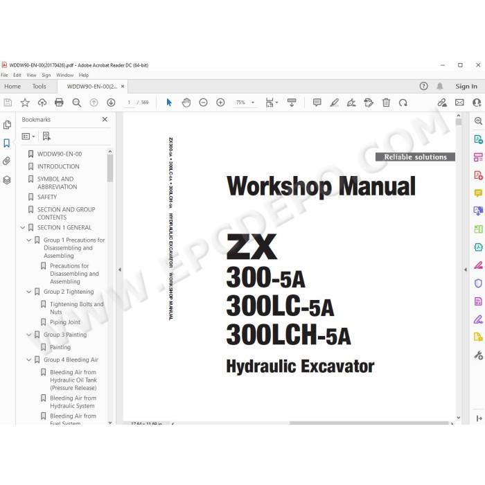 Hitachi Excavator Zaxis ZX300-5A ZX300LC-5A ZX300LCH-5A workshop service manual