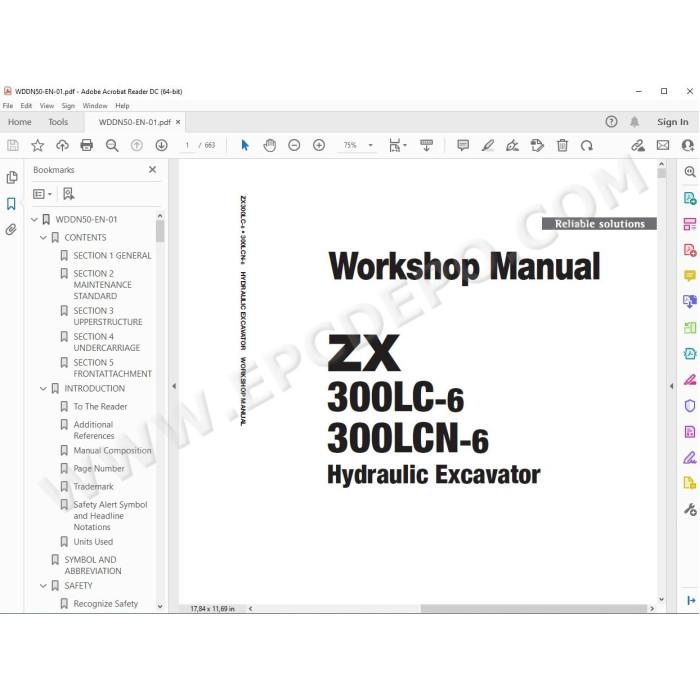 Hitachi Excavator Zaxis ZX300LC-6 ZX300LCN-6 workshop service manual