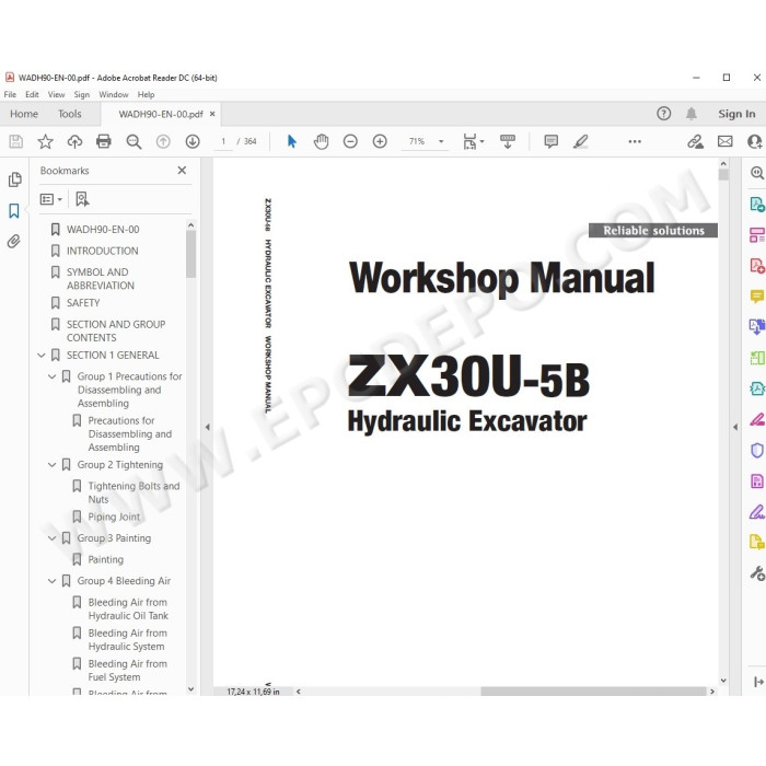 Hitachi Excavator Zaxis ZX30U-5B workshop service manual
