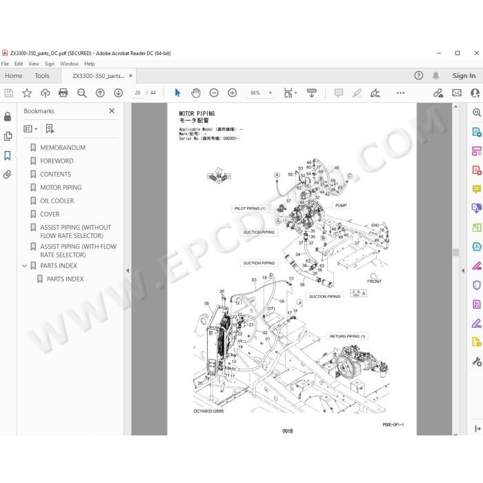 Hitachi Excavator Zaxis ZX330-5G ZX330LC-5G ZX350H-5G ZX350LCH-5G ZX350K-5G ZX350LCK-5G parts + workshop manual