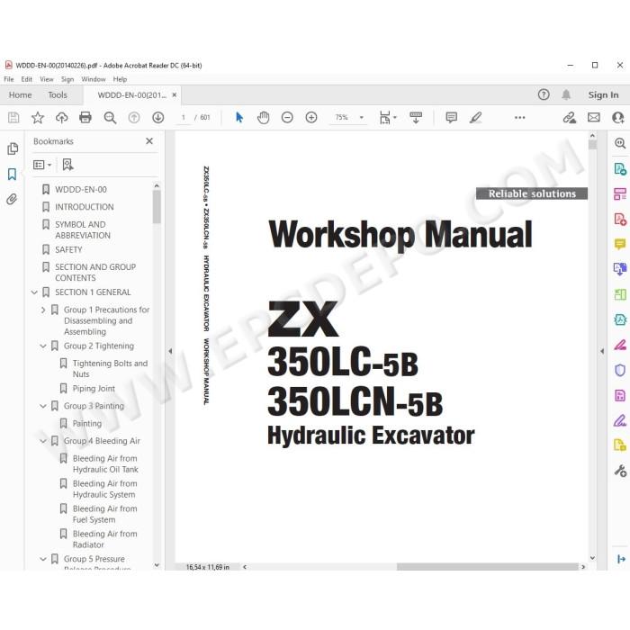 Hitachi Excavator Zaxis ZX350LC-5B ZX350LCN-5B workshop service manual