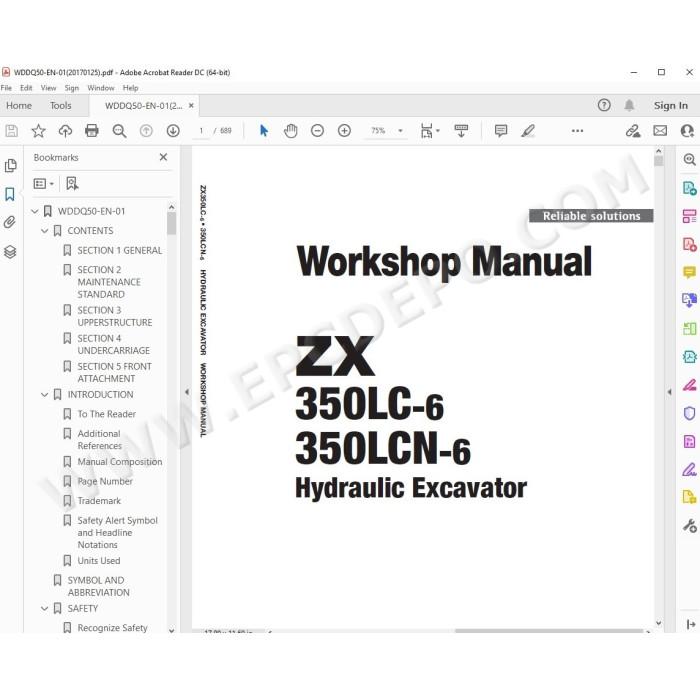 Hitachi Excavator Zaxis ZX350LC-6 ZX350LCN-6 workshop service manual