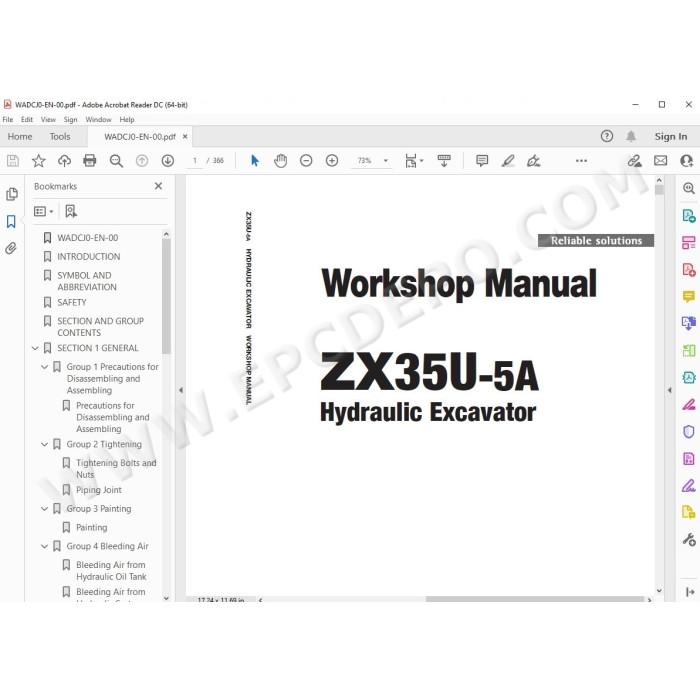 Hitachi Excavator Zaxis ZX35U-5A workshop service manual