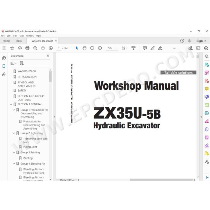 Hitachi Excavator Zaxis ZX35U-5B workshop service manual