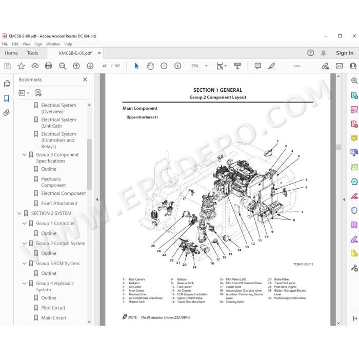 Hitachi Material Handler Zaxis ZX360W-3 workshop service manual
