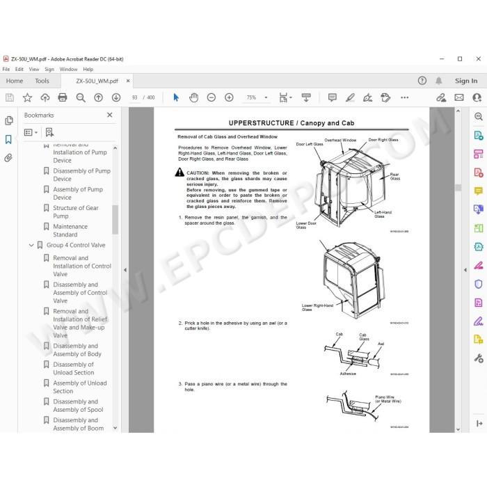 Hitachi Excavator Zaxis ZX40U-3 ZX40U-3F ZX50U-3 ZX50U-3F workshop service manual