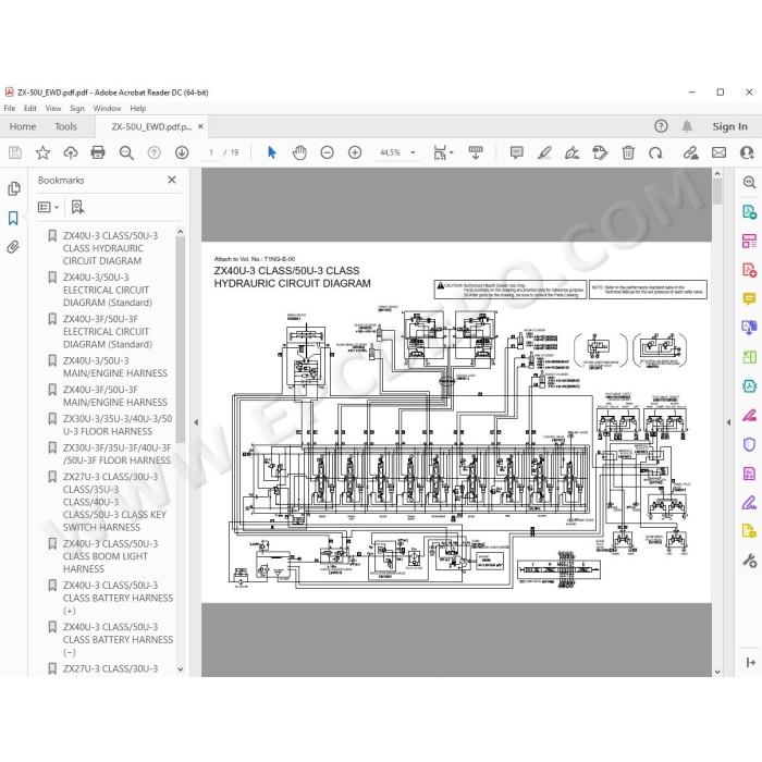 Hitachi Excavator Zaxis ZX40U-3 ZX40U-3F ZX50U-3 ZX50U-3F workshop service manual
