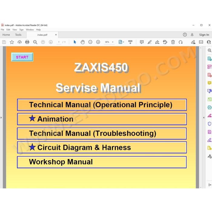 Hitachi Excavator Zaxis ZX450 workshop service manual