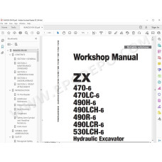 Hitachi Excavator Zaxis ZX470-6 ZX470LC-6 ZX490H-6 ZX490LCH-6 ZX490R-6 ZX490LCR-6 ZX530LCH-6 service manual