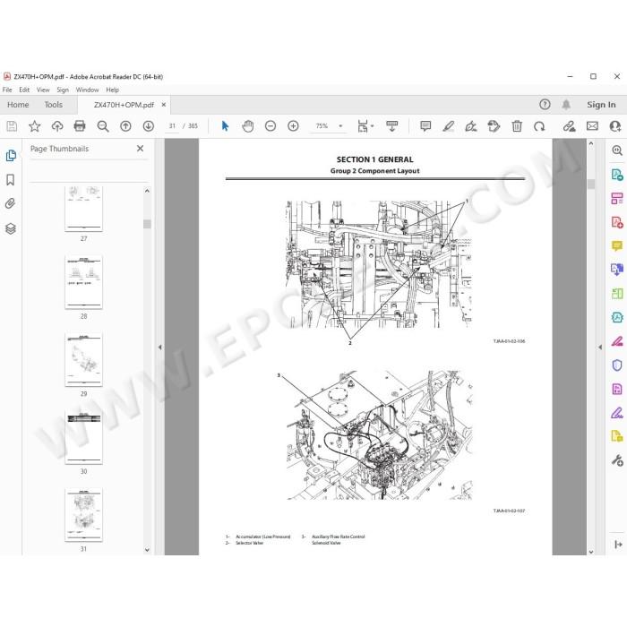Hitachi Excavator Zaxis ZX470H GI Series workshop service manual