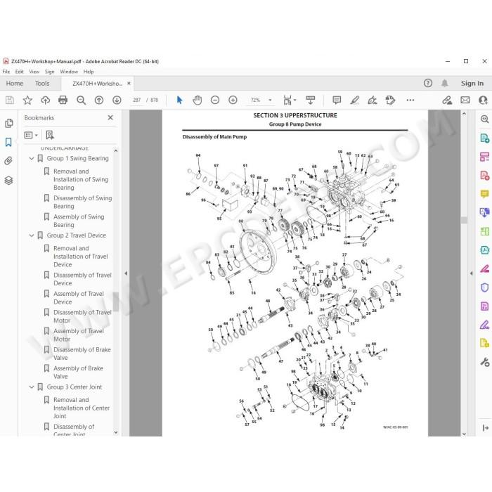Hitachi Excavator Zaxis ZX470H GI Series workshop service manual