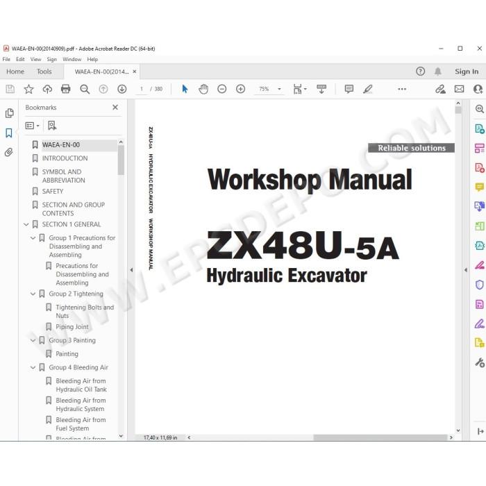 Hitachi Excavator Zaxis ZX48U-5A workshop service manual