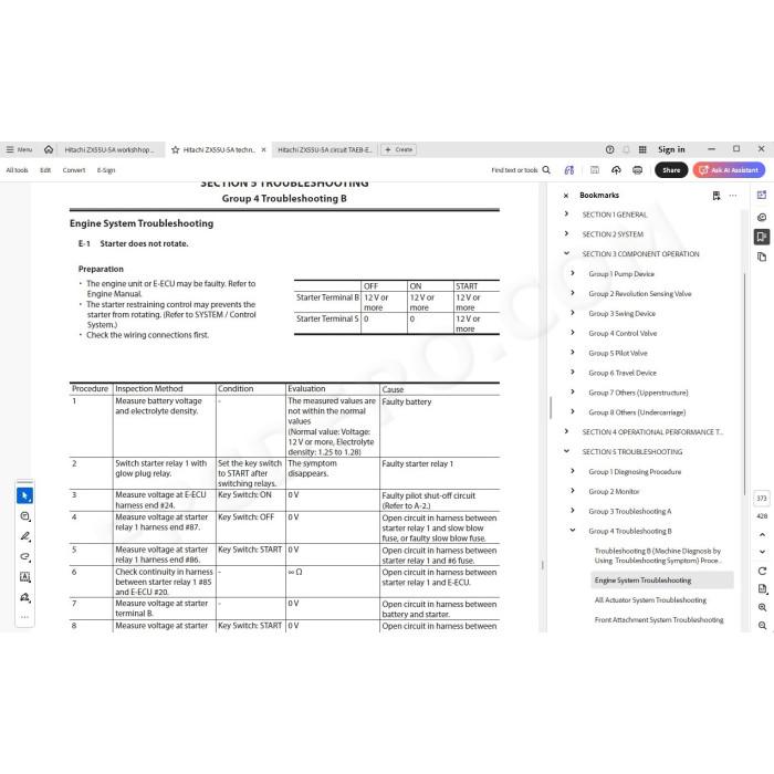 Hitachi Excavator Zaxis ZX55U-5A workshop service manual