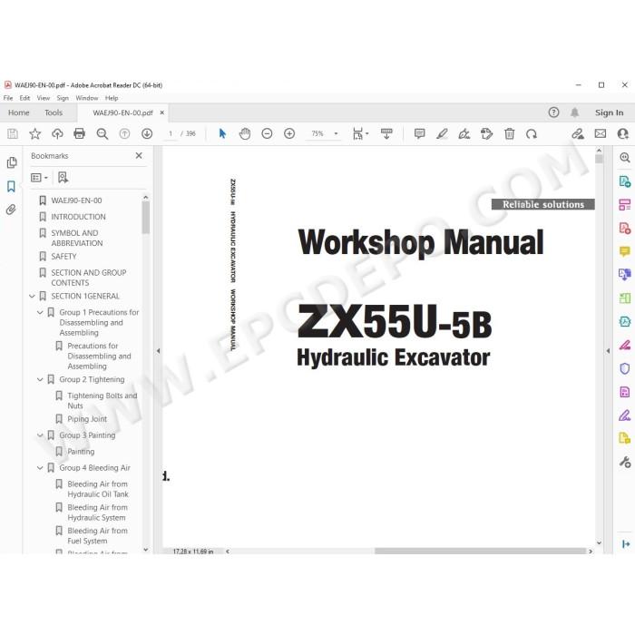 Hitachi Excavator Zaxis ZX55U-5B workshop service manual