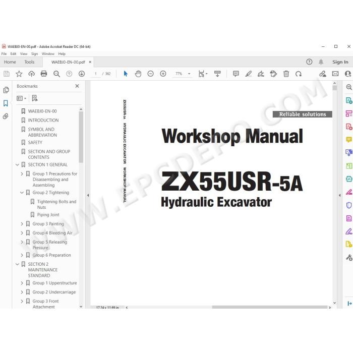 Hitachi Excavator Zaxis ZX55USR-5A workshop service manual