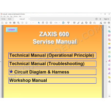 Hitachi Excavator Zaxis ZX600 ZX600LC ZX650H ZX650LCH parts manual + service manual