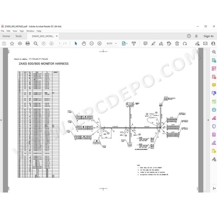 Hitachi Excavator Zaxis ZX600 ZX600LC ZX650H ZX650LCH parts manual + service manual