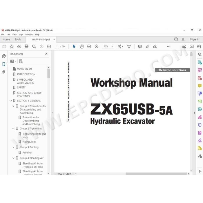 Hitachi Excavator Zaxis ZX65USB-5A workshop service manual