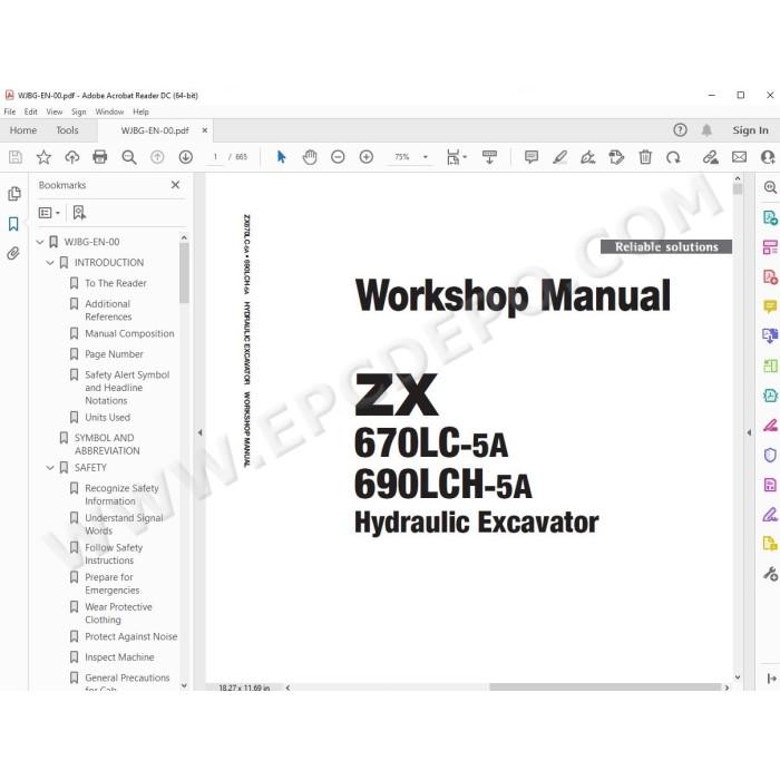 Hitachi Excavator Zaxis ZX670LC-5A ZX690LCH-5A service manual