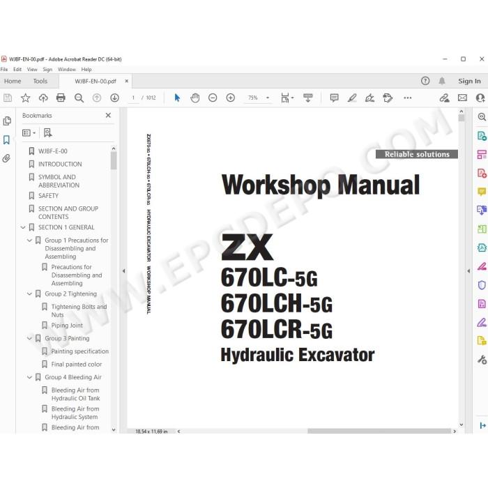 Hitachi Excavator Zaxis ZX670LC-5G ZX670LCH-5G ZX670LCR-5G service manual