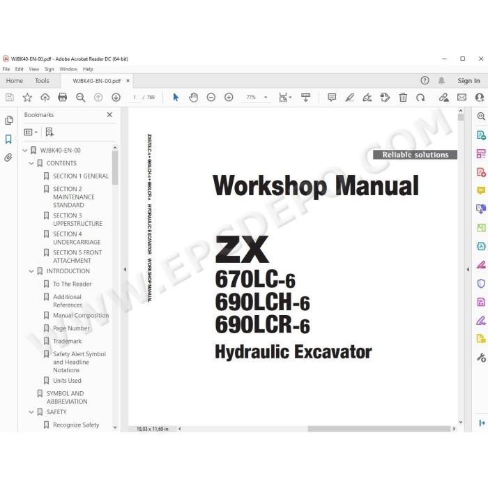 Hitachi Excavator Zaxis ZX670LC-6 ZX690LCH-6 ZX690LCR-6 service manual
