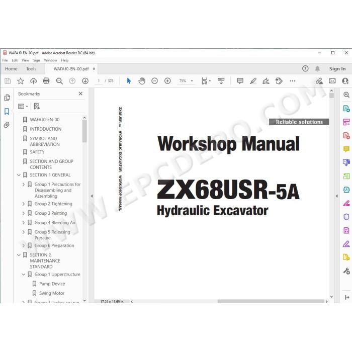 Hitachi Excavator Zaxis ZX68USR-5A workshop service manual