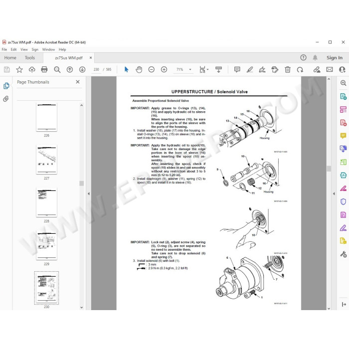 Hitachi Excavator Zaxis ZX75US parts manual + workshop service manual