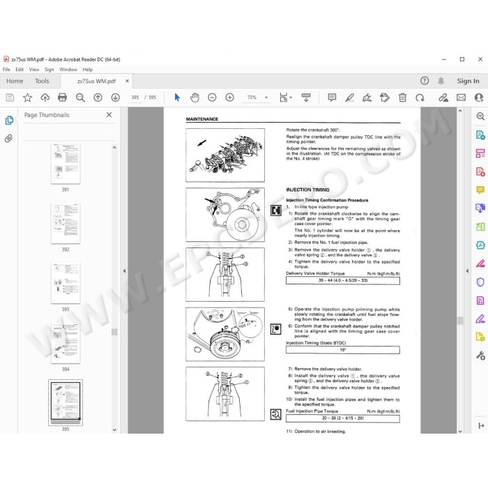 Hitachi Excavator Zaxis ZX75US parts manual + workshop service manual