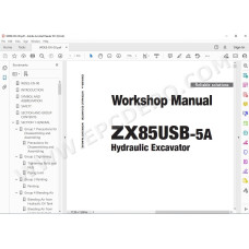 Hitachi Excavator Zaxis ZX85USB-5A parts + workshop service manual