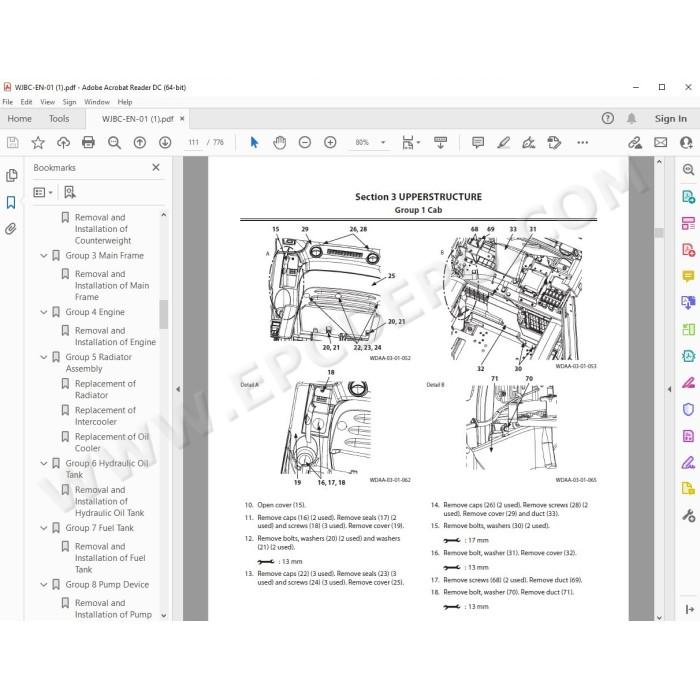 Hitachi Excavator Zaxis ZX870-5B ZX870LC-5B ZX870H-5B ZX870LCH-5B ZX870R-5B ZX870LCR-5B service manual