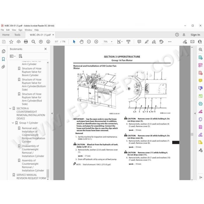Hitachi Excavator Zaxis ZX870-5B ZX870LC-5B ZX870H-5B ZX870LCH-5B ZX870R-5B ZX870LCR-5B service manual