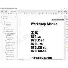 Hitachi Excavator Zaxis ZX870-5G ZX870LC-5G ZX870H-5G ZX870LCH-5G ZX870LCR-5G service manual