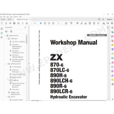 Hitachi Excavator Zaxis ZX870-6 ZX870LC-6 ZX890H-6 ZX890LCH-6 ZX890R-6 ZX890LCR-6 service manual