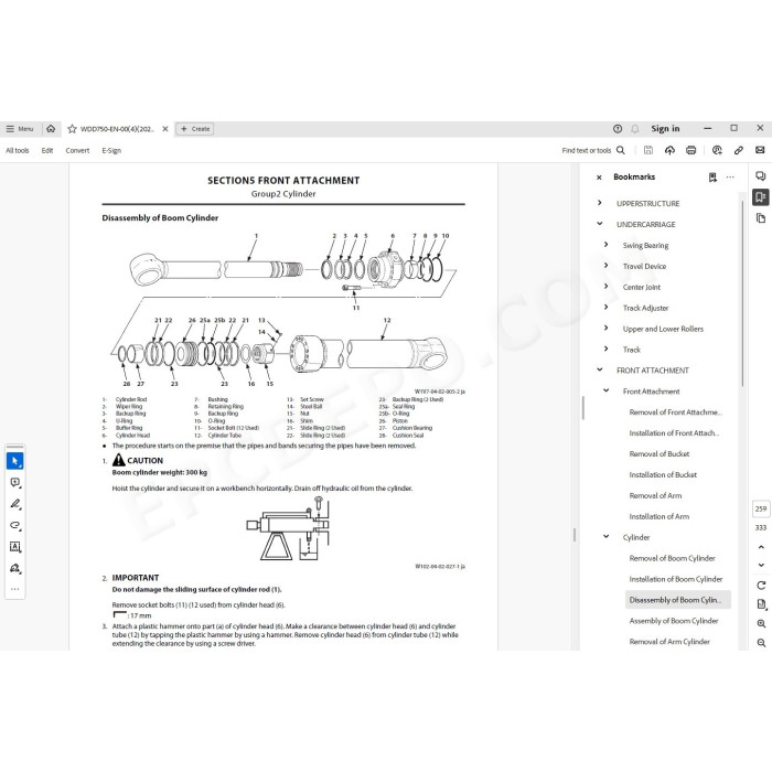 Hitachi Excavator Zaxis ZX350LC-7 ZX350LCN-7 parts + workshop service manual