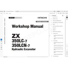 Hitachi Excavator Zaxis ZX350LC-7 ZX350LCN-7 parts + workshop service manual