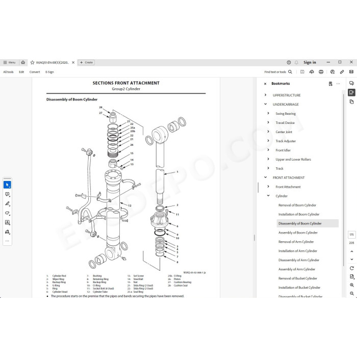 Hitachi Excavator Zaxis ZX490LCH-7 parts + workshop service manual