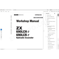 Hitachi Excavator Zaxis ZX690LCH-7 ZX690LCR-7 parts + workshop service manual