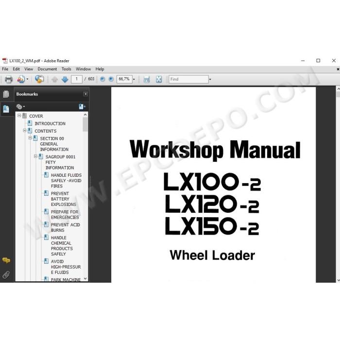 Hitachi Wheel Loader LX100-2 LX120-2 LX150-2 parts manual + workshop service manual