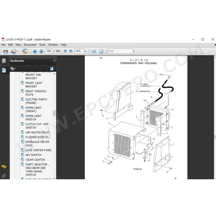Hitachi Wheel Loader LX100-2 LX120-2 LX150-2 parts manual + workshop service manual