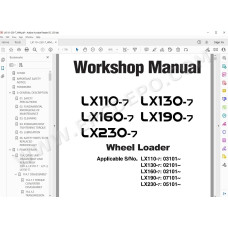 Hitachi Wheel Loader LX110-7 LX130-7 LX160-7 LX190-7 LX230-7 parts manual + workshop service manual