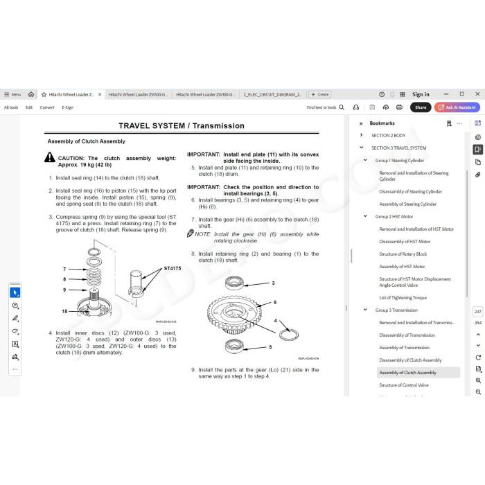Hitachi Wheel Loader ZW100-G ZW120-G workshop service manual