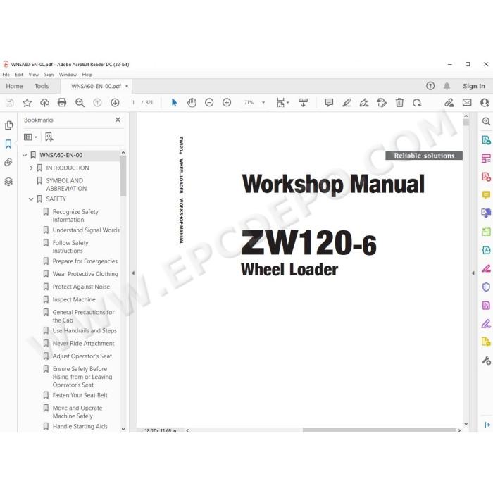 Hitachi Wheel Loader ZW120-6 workshop service manual