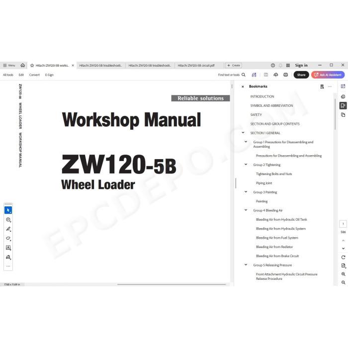 Hitachi Wheel Loader ZW120-5B workshop service manual