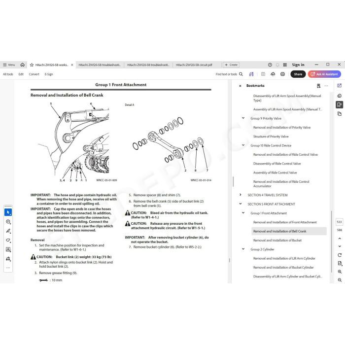 Hitachi Wheel Loader ZW120-5B workshop service manual