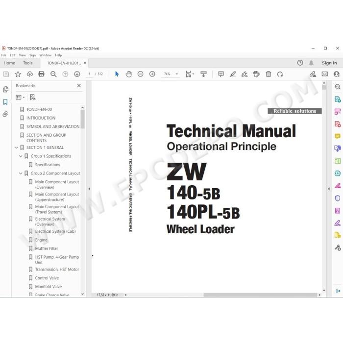 Hitachi Wheel Loader ZW140-5B ZW140PL-5B workshop service manual