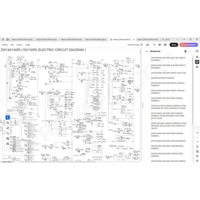 Hitachi Wheel Loader ZW140 ZW150 workshop service manual