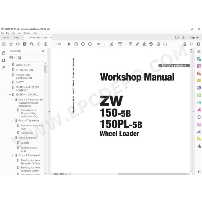 Hitachi Wheel Loader ZW150-5B ZW150PL-5B workshop service manual