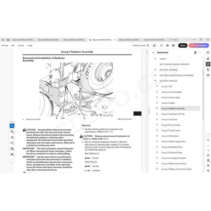 Hitachi Wheel Loader ZW150-6 ZW150PL-6 workshop service manual