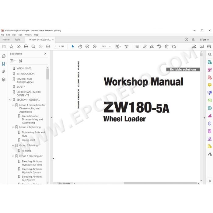 Hitachi Wheel Loader ZW180-5A workshop service manual