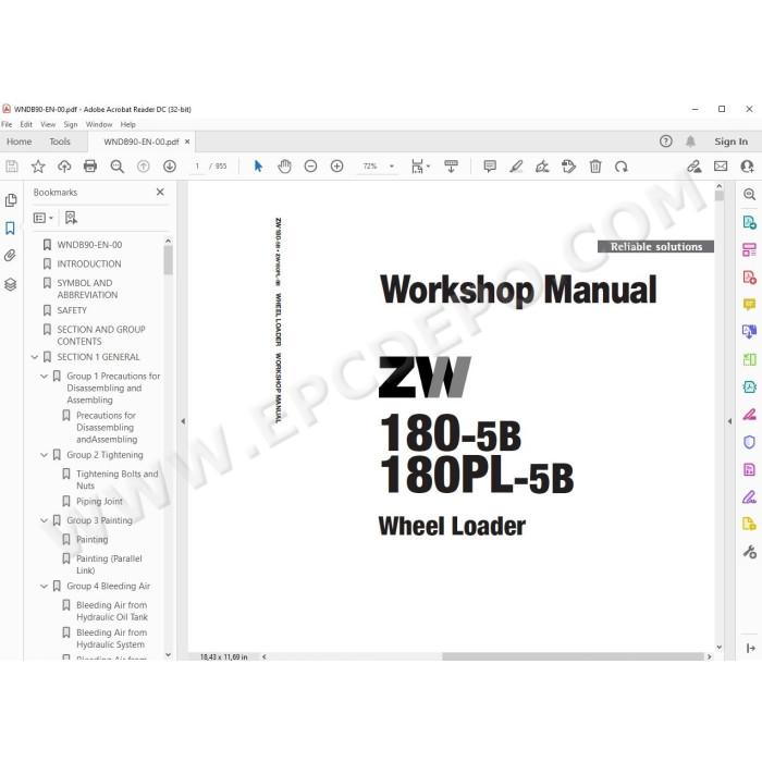 Hitachi Wheel Loader ZW180-5B ZW180PL-5B workshop service manual
